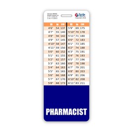 Pharmacist Badge Buddy Vertical w/Height & Weight Conversion Charts (Oversized, Navy)