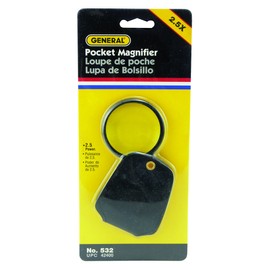 General Tools 532 2.5X Power Pocket Magnifier with Simulated Leather Case, Black