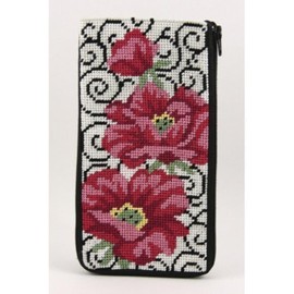 Alice Peterson Eyeglass Case - Poppies On Scrolls - Needlepoint Kit