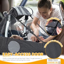 Orzbow Universal Rain Cover for Baby Seat (e.g. Maxi-Cosi/Cybex/Römer), Coverable Carry Opening and Air Holes, Contact Window, with Bag, Necessary Protection for Babies or Pets (Dark Grey)