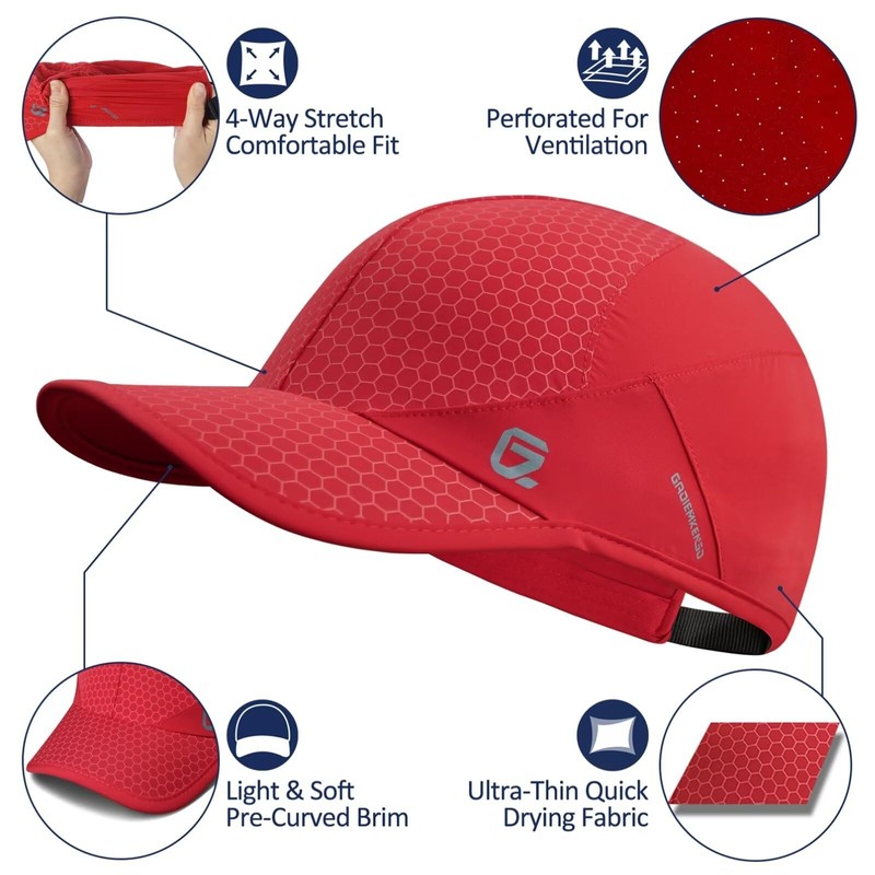 GADIEMKENSD Sports Cap Soft Brim Lightweight Waterproof Running Hat Breathable