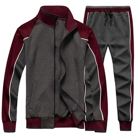 AOTORR Men's Athletic Running Tracksuit Set Casual Full Zip Jogging Sweat Suit Gray S