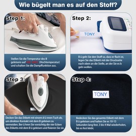 Aken 1 x Compatible with Brother P-touch tapes TZe-FA3 textile iron-on tape blue on white 12 mm label tape for P Touch H200, H100LB/R, H105, E100/VP, D200/BW/VP