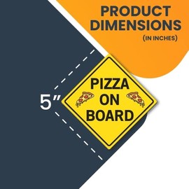 Magnet Me Up Pizza On Board Magnet Decal, 5x5 Inches, Heavy Duty Automotive Magnet for Car Truck SUV, Any Magnetic Surface, Collectible and Souvenirs, for Men, Women, Teens, and Kids, Crafted in USA