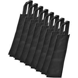 Cosmos 8 Pack Non-Woven Single Bottle Wine Tote Bag Holder, Reusable Gift Bag - Black