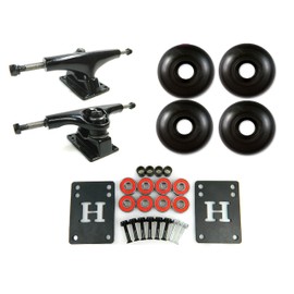 5.0 Black/Black Skateboard Trucks + 52mm Black Wheels Combo