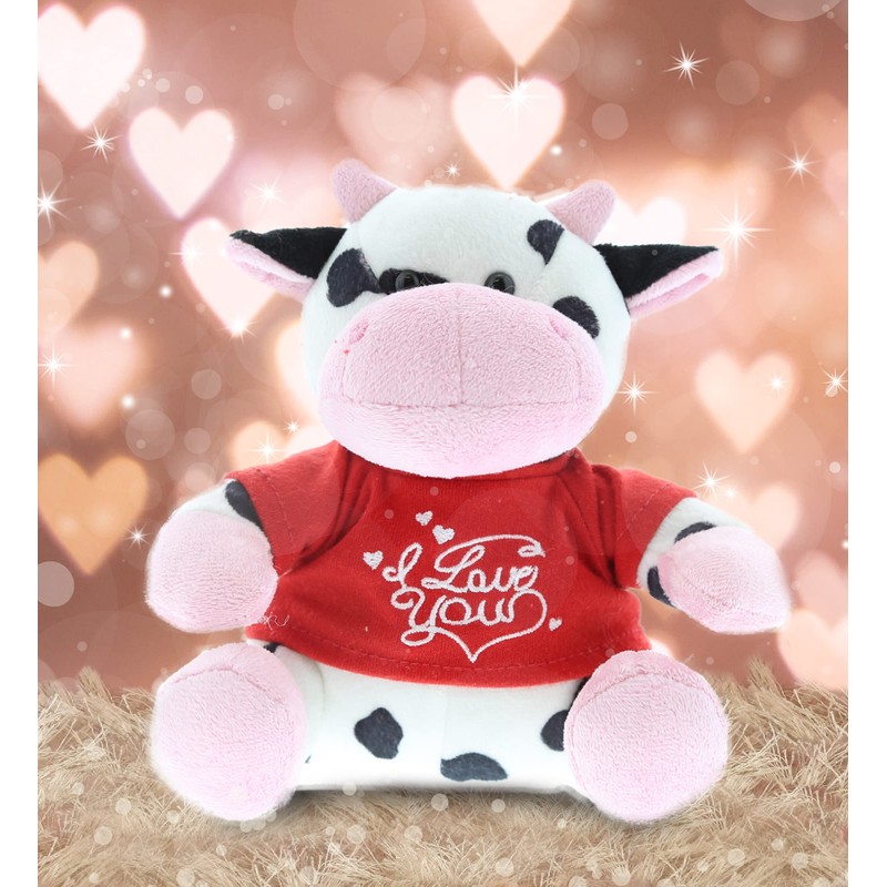 DolliBu I Love You Valentine Plush Cow - Cute Stuffed