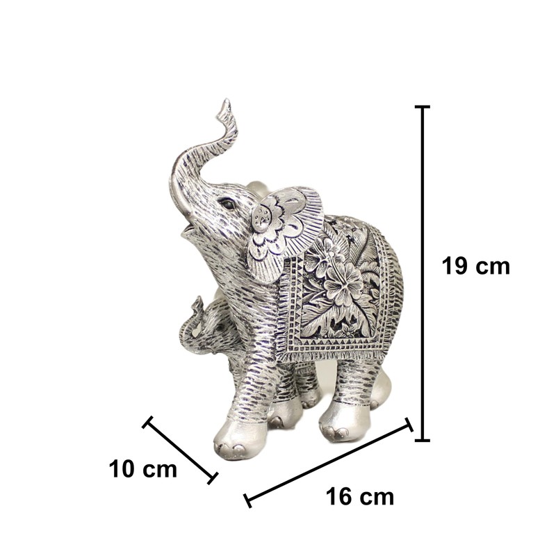benerini Elephant With Baby Brushed Silver Elephant Ornaments For The