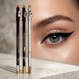 3‑Pack Black Eyebrow & Eyeliner Pencils with Sharpener – Waterproof, Long‑Lasting, Smudge‑Proof Ultra‑Fine Eye Makeup