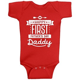 Threadrock Baby Boys' Happy First Father's Day Daddy Infant Bodysuit 12 Months Red