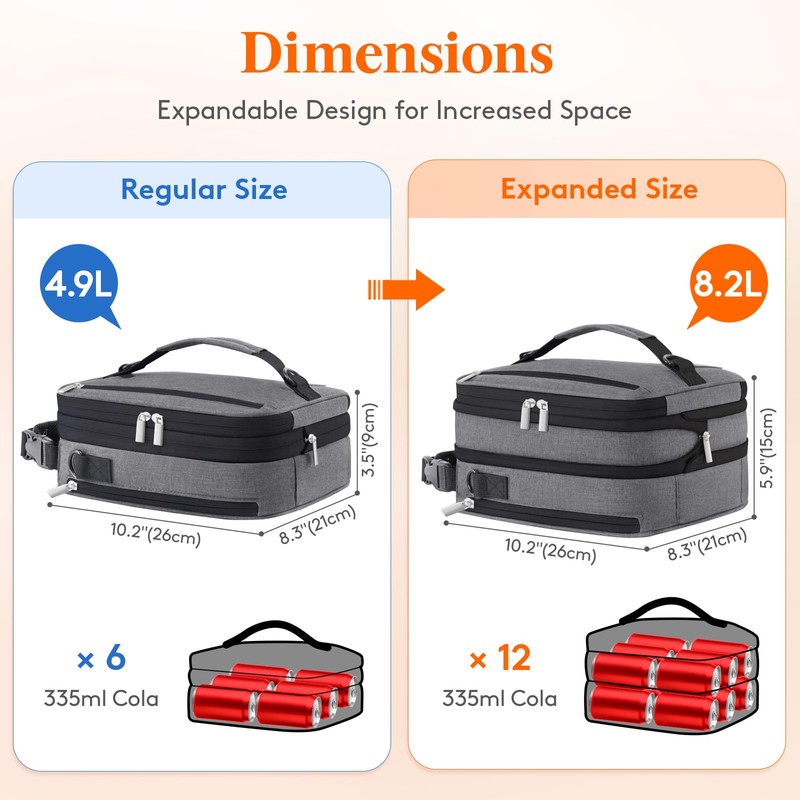 Lifewit Insulated Lunch Box for Men, Expandable Cooler Bag, Freezable