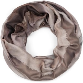 styleBREAKER 01017163 Women's Loop Scarf with Elegant Watercolour Gradient, Lightweight and Soft Tube Scarf, Multi-Coloured, Dark Brown-Taupe