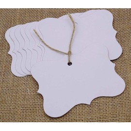 Darling Souvenir 500 PCS White Kraft Paper Gift Tags Bonbonniere Wedding Favor Hang Tag with Free Natural Jute Twine