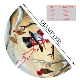 Dewoofly Christmas Snowman Tree Skirts Xmas Ornaments, Winter Birds Tree Mat for Christmas Party Holiday All Occasions 30"