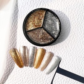 AIJIMEI 3in1 Solid Glitter Nail Polish Gel Diamond Nail Glitter Nail Gel Polish Cream Solid Gel Polish Solid Cream Gel Nail Painting Gel Soak Off Gel Nail Art DIY Manicure Solid Gel Nail Polish 15ml