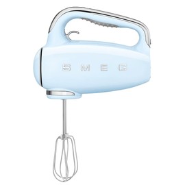 SMEG Pastel Blue 50's Retro Style Electric Hand Mixer with Set of Beaters, Set of Dough Hooks and Set of Whisks