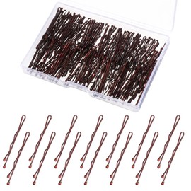 150 Pcs Mini Bobby Pins 1.38 Inch Mini Wavy Pins with Box Brown Bobby Pins for Girls and Women Suitable for All Hair Types