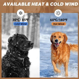 Dog Dryer, Dog Blow Dryer, High Velocity Professional Pet Grooming Vacuum, Dog Hair Dryer with Heater, Stepless Adjustable Speed, 3 Different Nozzles and a Comb for Home, Pet Washing Station, Travel