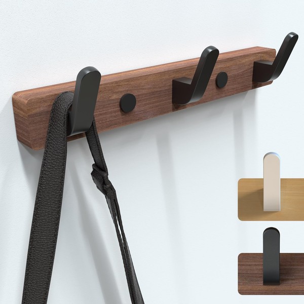 SunVFaFa Black Coat Hooks Wall Mounted-25cm-Wooden Wall Hangers for Clothes,