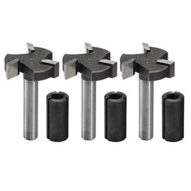 Genmitsu 3pcs 3-Flute CNC Spoilboard Surfacing Router Bits, 1/4'' Shank, 1'' Cutting Diameter, Slab Flattening Router Bits for Wood Working, RB03A