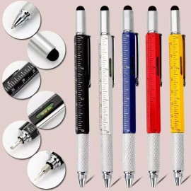 Unbranded 7 in1 Multifunction Ballpoint Pen with Modern Handheld Tool Measure Technical - Silver