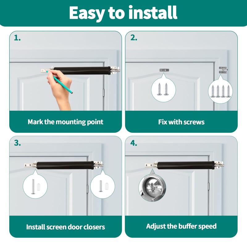 2 PCS Screen and Storm Door Closer Kit, Heavy Duty