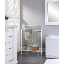 SunnyPoint Freestanding 3 Hanging Bar Towel Rack with Bottom Shelf (WHT)