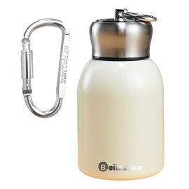 Beilastarx 10oz Mini Vacuum Insulated Water Bottle - Small Stainless Steel Water Bottle Portable Leak-Proof Metal Sports Hot and Cold Water Bottle for Indoor and Outdoor (White, 10oz)