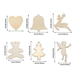 60Pcs Wooden Christmas Xmas Tree Decorations Reindeer Hanging Sign Bell Deer Heart Tree Spirit