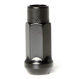 Circuit Performance Forged Steel Extended Open End Hex Lug Nut for Aftermarket Wheels: 1/2"-20 Black - 20 Piece Set + Tool