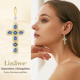 Linawe Cross Earrings Dangling, Women's Earrings in Silver and Gold, Fashion Jewellery Earrings, Crystal Rhinestones, Moissanite Cross Pendant Earrings, Birthstone Earrings Set, Copper Brass Cubic