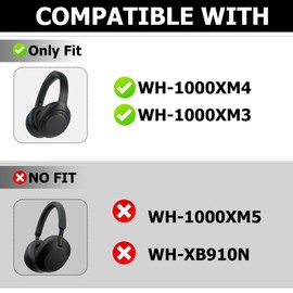 umvowuxa 3 Set Case Cover Compatible with Sony WH-1000XM4 Headphones,Embody Ear Pad Cover/Headband Cover/Ear Cover Soft Silicone Headphones Accessories（Black）