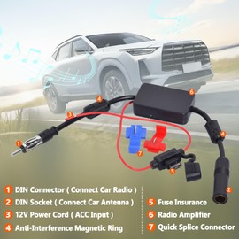 SZSAUTO Universal Car Antenna Booster 12V Vehicle Stereo FM AM Radio Antenna Signal Booster Amplifier for Car Truck SUV Marine Boat UTV RV Audio Radio Stereo Media Head Unit Receiver