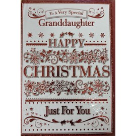 prelude Granddaughter Christmas Card ~ To A Lovely Granddaughter Happy Christmas~ Santa & Rudolph Size 20cm x 14cm