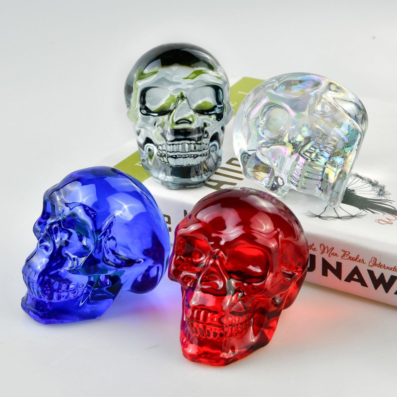 QIANCHANG 2.5" Red Crystal Skull Figurines for Halloween/Day of the