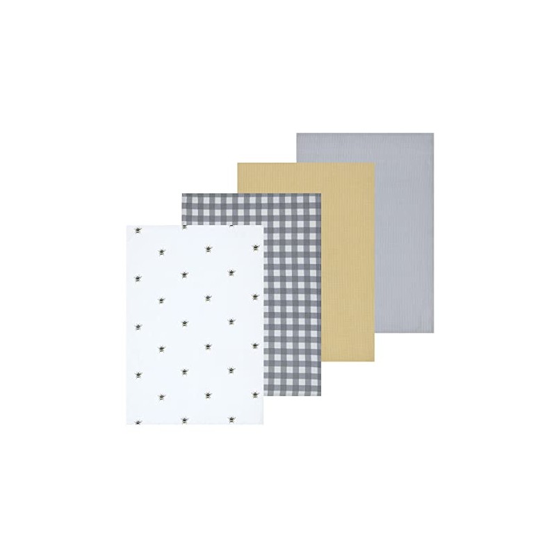 Sleepdown Bubble Bee Printed & Waffle Tea Towels 100% Cotton