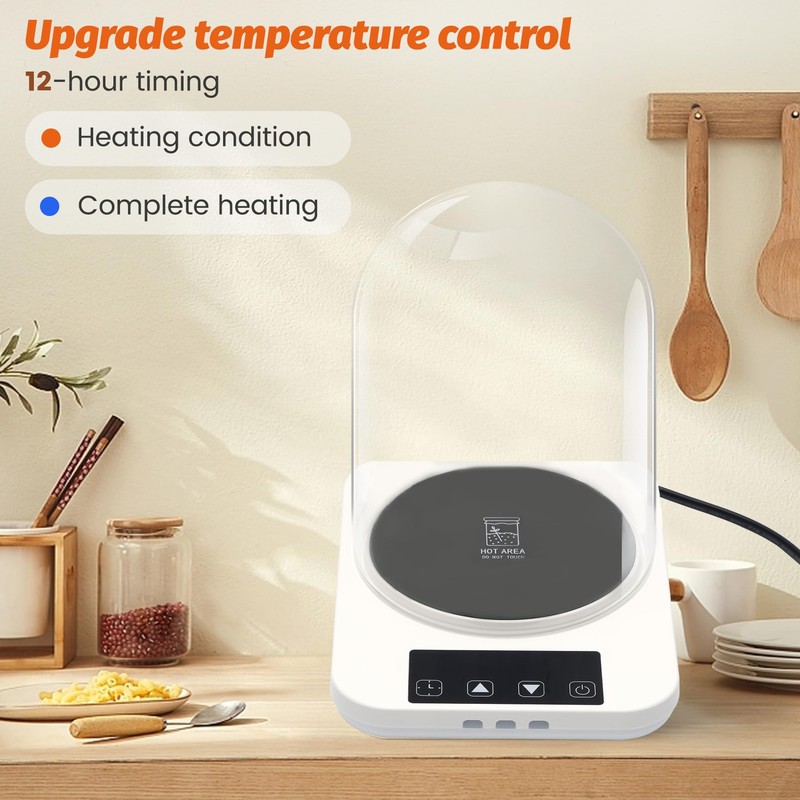 Sourdough Starter Warmer with Glass Dome, Precise 1°F Thermostat Control