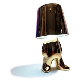 Mazeology Cute Gold Standing Little Man Thinker Cordless Creative Table Lamp, Rechargeable Battery LED 3W, USB Charger 3 Touch Levels Brightness Dimmable Desktop Light