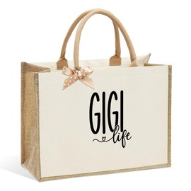 CHQIUCR Grandma Tote Bag Gift for First-Time Abuela, Practical Reusable Beach Bag for Granny Gaga, Meme-Themed Grandma Birthday/Mother’s Day Gifts, Eco-Friendly Shopping Tote for Gigi/Granny