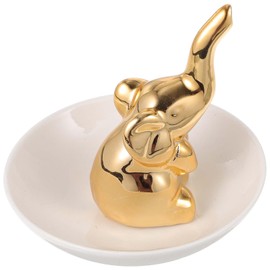 PACKOVE Soporte de Anillo de Elefante, Bandeja de Cerámica para Joyas, Organizador de Anillos, Collares y Pendientes, Plato Decorativo para Exhibición