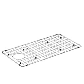 blitzlabs Sink Grid Protector Kitchen Sink Bottom Grid Metal Large Sink Grate with Rear Drain for Single Sink Bowl 28.8"L×14.8"W