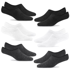 Steven's Socks No Show Black & White 6PK Invisible Mens 7-12 Women 8.5-13.5