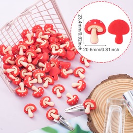 PAGOW 50 pcs Resin Red Mushroom Creative Flatback Cabochons Charm DIY Scrapbooking Embellishment Phonecase Hair Clip Craft Jewelry Making
