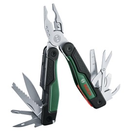 Bosch 16-in-1 Multi-Tool (Multifunktionswerkzeug zum Heimwerken, Outdoor und Camping; Edelstahl; Verriegelungsfunktion; Softgrip; 16 Funktionen: Zange; Schraubendreher; Messer; Säge, usw.)