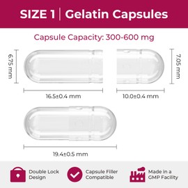 ATLEMISME Empty Gelatin Capsules Size 1 (100 Count) – Gel Caps for DIY Filling with 2 Micro Lab Spoons