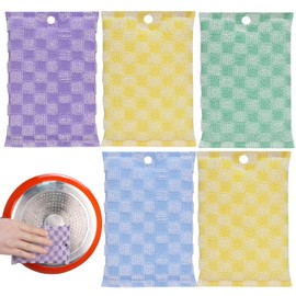 Non-Scratch Wire Dishcloth - Wire Dishwashing Rag | Reusable Absorbent Wipes Fiber Sponge Double-Sided for Sink Stove Tableware Plate Commercial