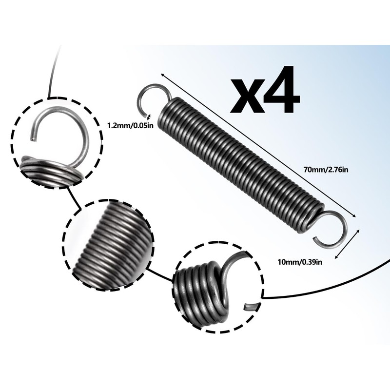 Lhbwhiz Pack of 4 tension springs, stainless steel small tension