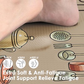 Arttown Farmhouse Anti-Fatigue Kitchen Rug Set of 2 Brown Quotes Cooking Cushioned Floor Standing Mat Waterproof Non-Slip Mat and PVC Ergonomic Comfort Foam Rug