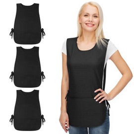 XLSXEXCL 3 Pack Cobbler Aprons for Women and Men, Smock Aprons with 2 Pockets, Waterproof Cleaning Apron for Cooking, Baking, Gardening, Housework (Black)