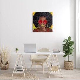 Stupell Industries Modern Glamour Pop Cosmetic Female Portrait Bold Lips, Designed by Marcus Prime Canvas Wall Art, 24 x 24, Brown